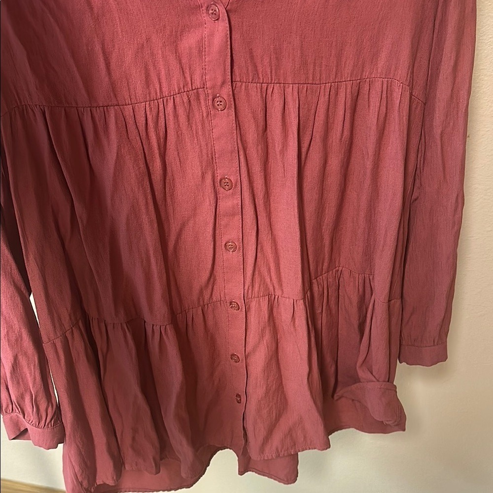 Mi Ami Tiered Mini Dress‎ Long Sleeve Button Down Casual XS - Picture 8 of 8